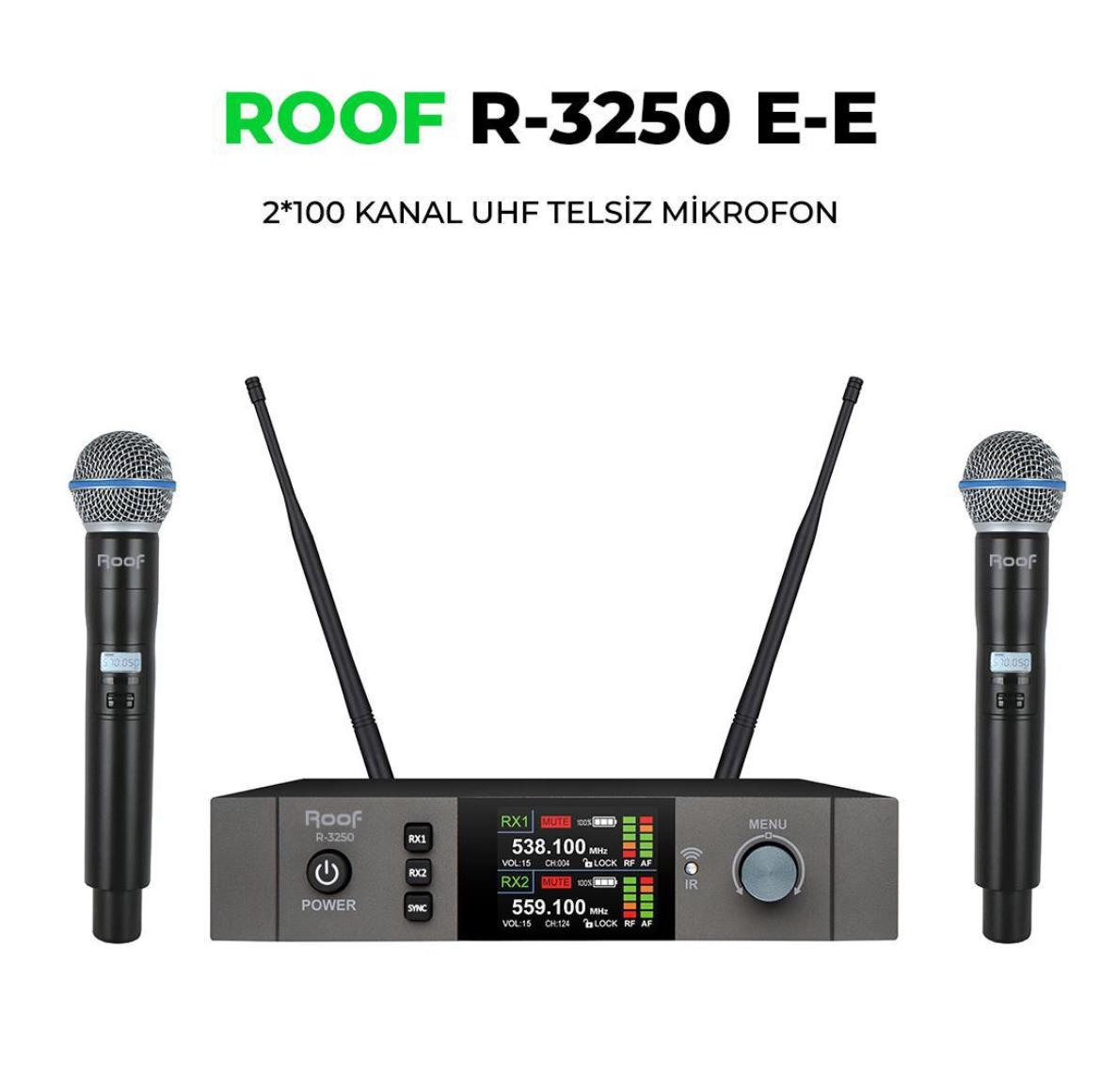 ROOF R-3250 ÇİFT ELCİK TELSİZ MİKROFON