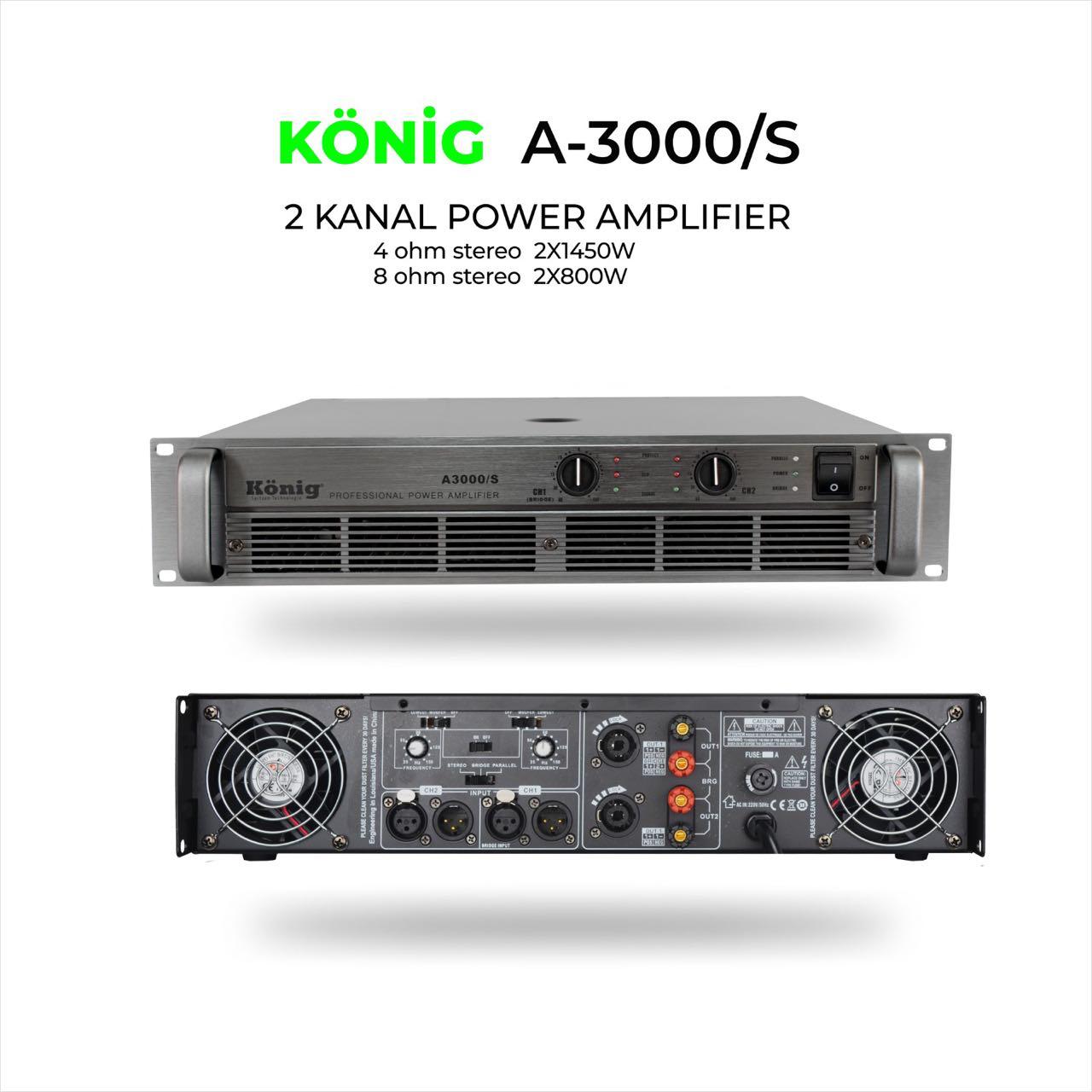 König A 3000/S 4 Ohm 2x1450W Power Amfi