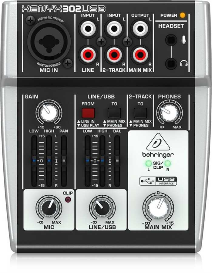 Behringer XENYX 302USB 2 Kanal USB Analog Mikser